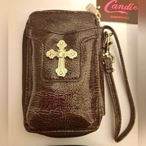 NWT Cross ID Credit Card Brown Wristlet Wallet Western Embellished Candies